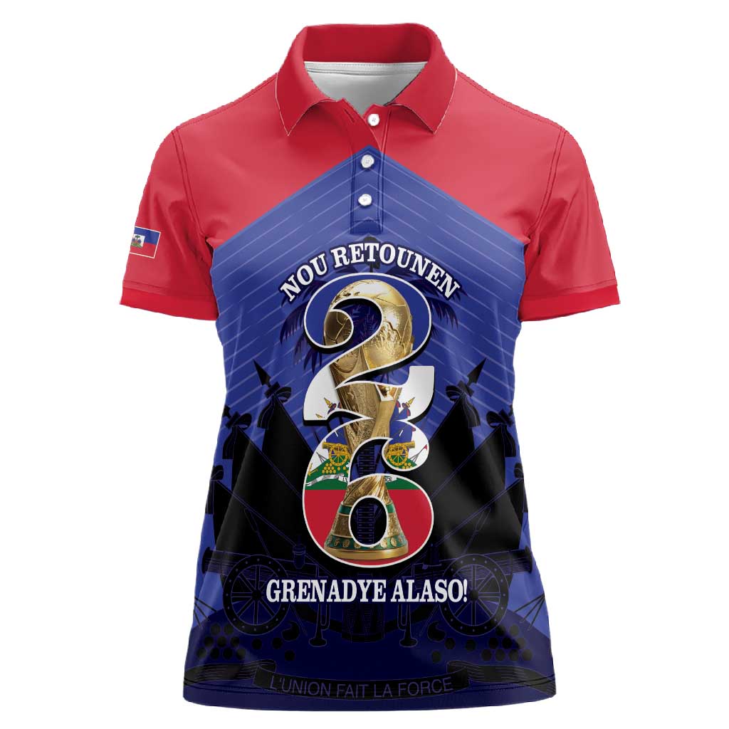 Personalized Les Grenadiers Haiti Football Women Polo Shirt 2026 Nou Retounen Blue Version LT14