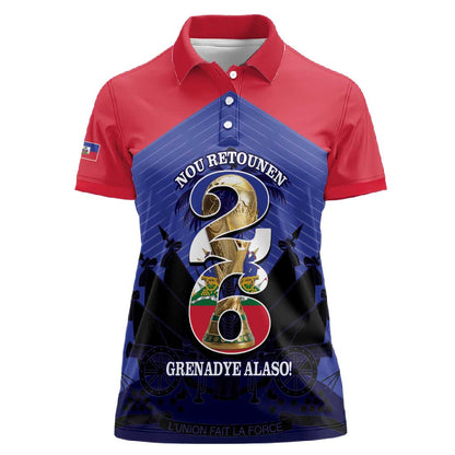 Personalized Les Grenadiers Haiti Football Women Polo Shirt 2026 Nou Retounen Blue Version LT14