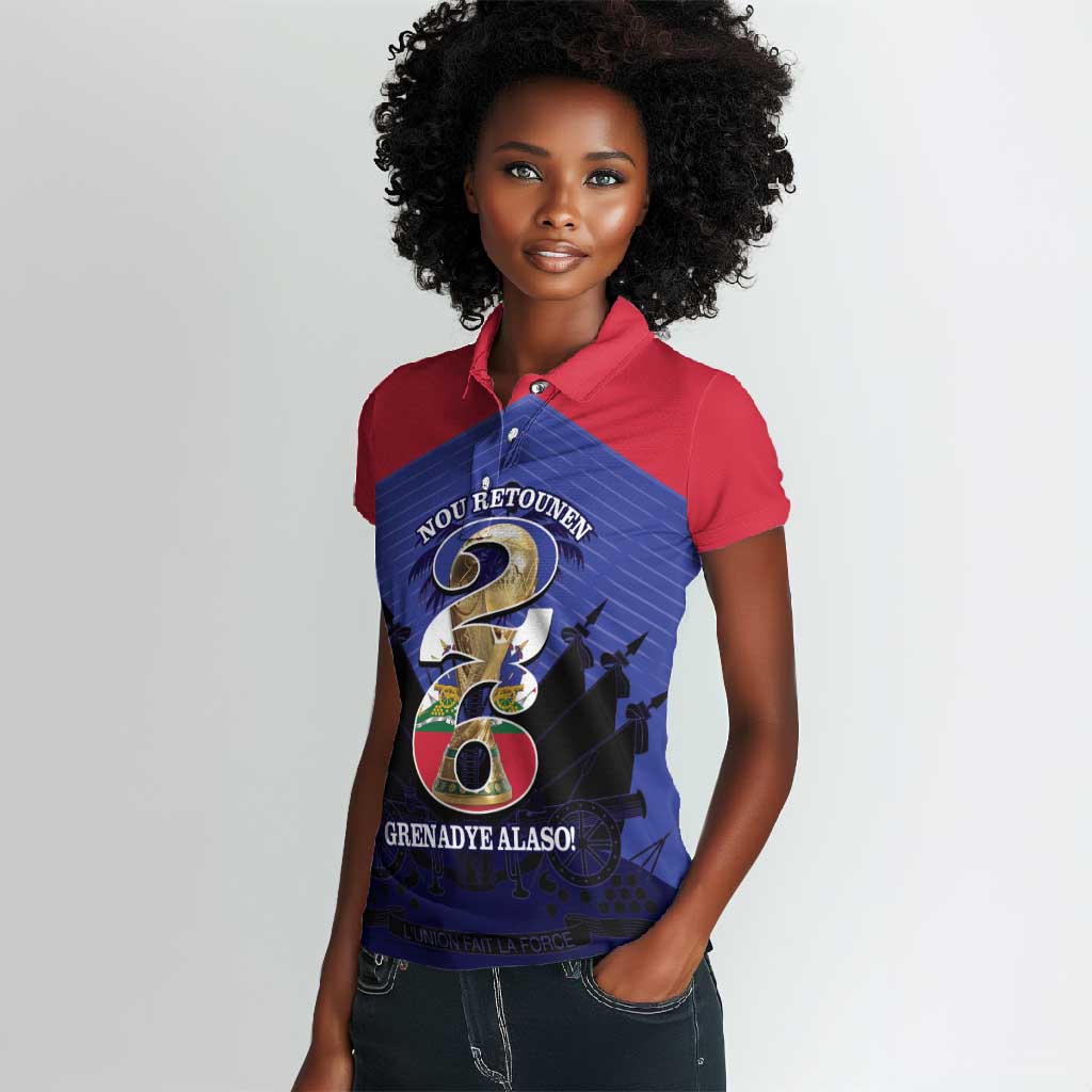 Personalized Les Grenadiers Haiti Football Women Polo Shirt 2026 Nou Retounen Blue Version LT14