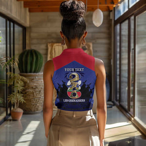 Personalized Les Grenadiers Haiti Football Women Sleeveless Polo Shirt 2026 Nou Retounen Blue Version - African Pride
