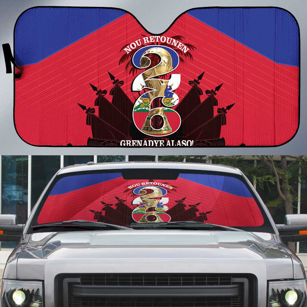 Les Grenadiers Haiti Football Auto Sun Shade 2026 Nou Retounen Red Version