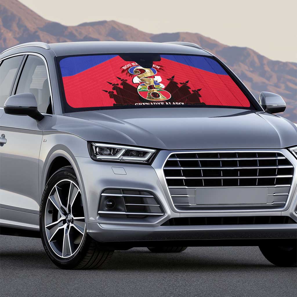 Les Grenadiers Haiti Football Auto Sun Shade 2026 Nou Retounen Red Version