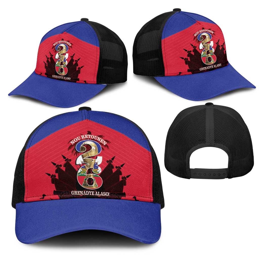 Les Grenadiers Haiti Football Baseball Net Cap 2026 Nou Retounen Red Version - African Pride