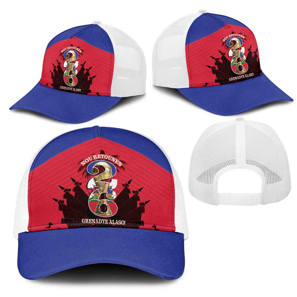 Les Grenadiers Haiti Football Baseball Net Cap 2026 Nou Retounen Red Version - African Pride