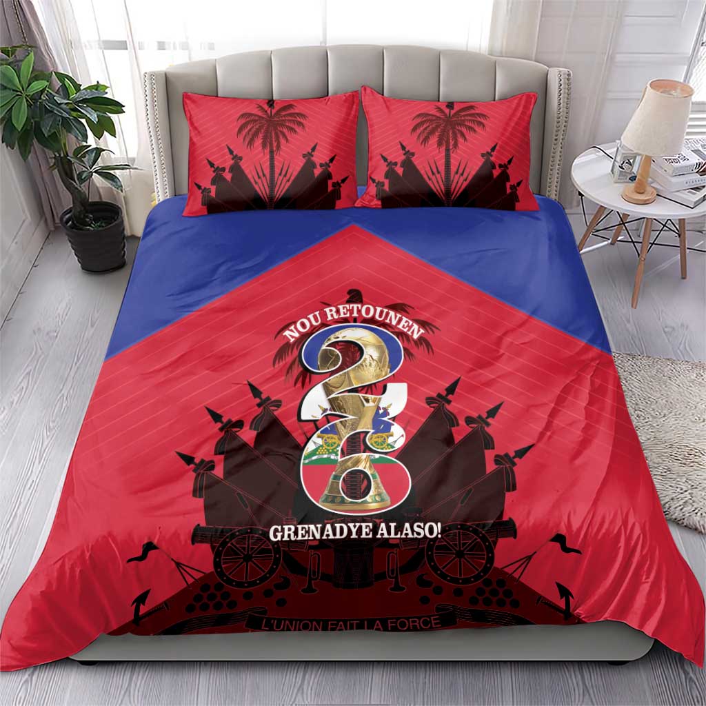 Les Grenadiers Haiti Football Bedding Set 2026 Nou Retounen Red Version - African Pride