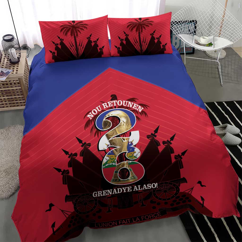 Les Grenadiers Haiti Football Bedding Set 2026 Nou Retounen Red Version - African Pride