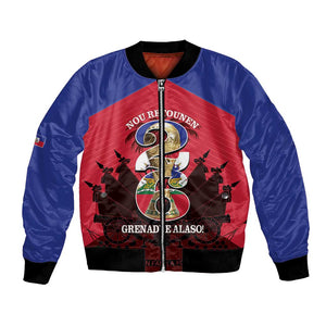 Personalized Les Grenadiers Haiti Football Bomber Jacket 2026 Nou Retounen Red Version - African Pride