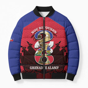 Personalized Les Grenadiers Haiti Football Bomber Puffer Jacket 2026 Nou Retounen Red Version