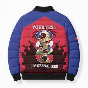 Personalized Les Grenadiers Haiti Football Bomber Puffer Jacket 2026 Nou Retounen Red Version