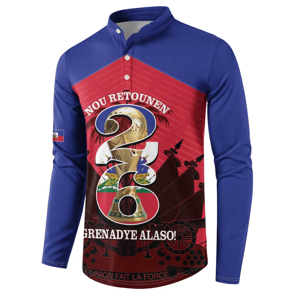 Personalized Les Grenadiers Haiti Football Button Sweatshirt 2026 Nou Retounen Red Version