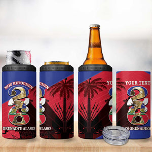 Personalized Les Grenadiers Haiti Football 4 in 1 Can Cooler Tumbler 2026 Nou Retounen Red Version - African Pride