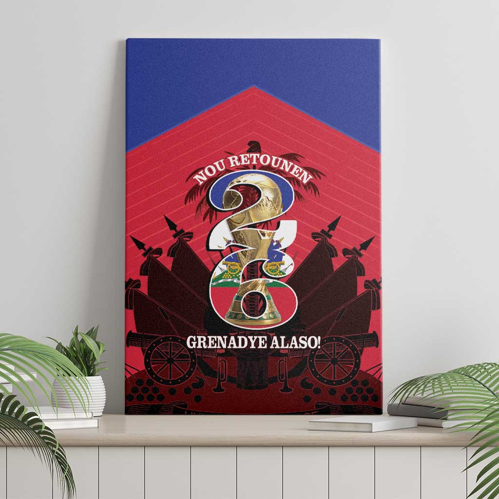 Les Grenadiers Haiti Football Canvas Wall Art 2026 Nou Retounen Red Version - African Pride