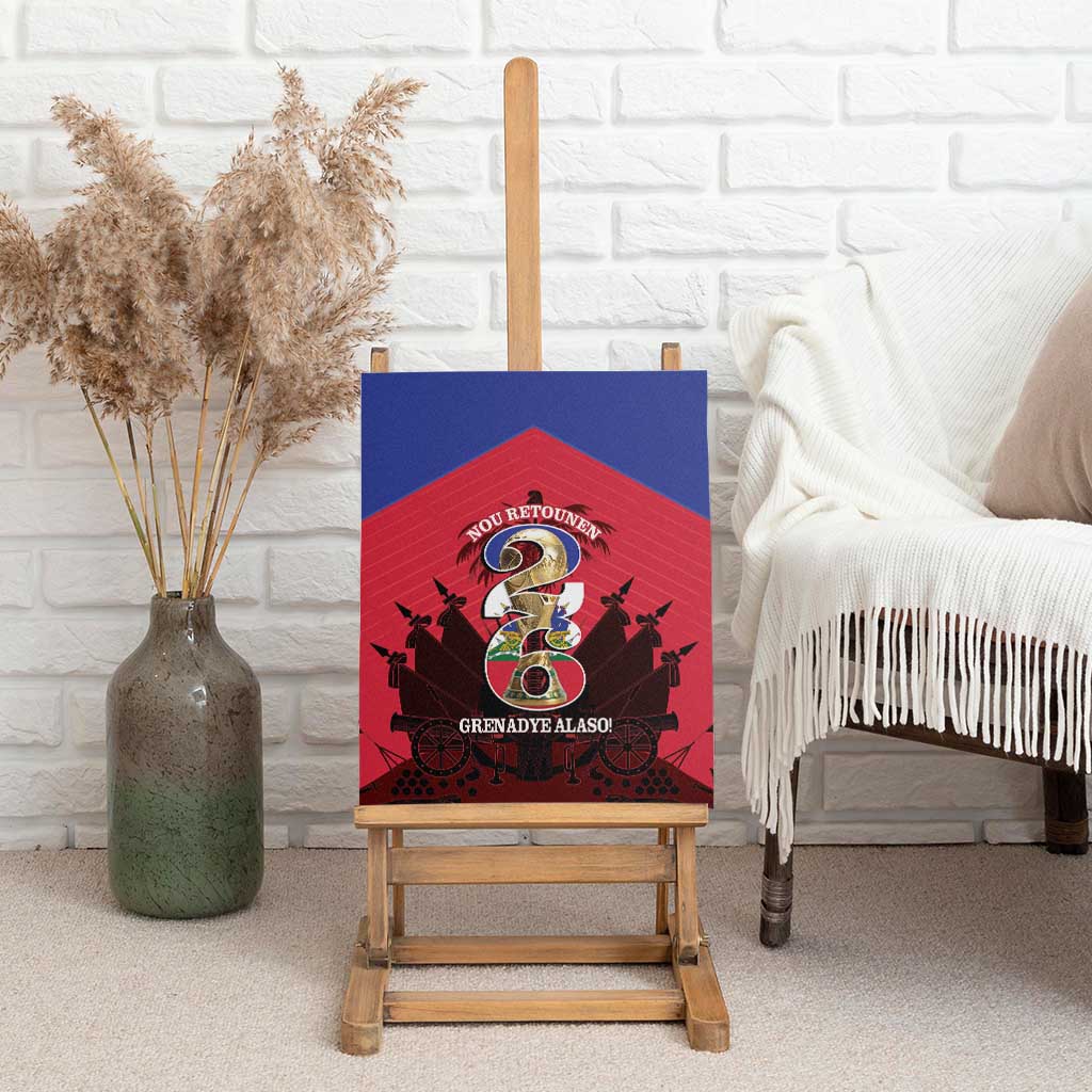 Les Grenadiers Haiti Football Canvas Wall Art 2026 Nou Retounen Red Version - African Pride