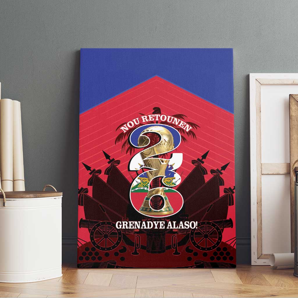Les Grenadiers Haiti Football Canvas Wall Art 2026 Nou Retounen Red Version - African Pride