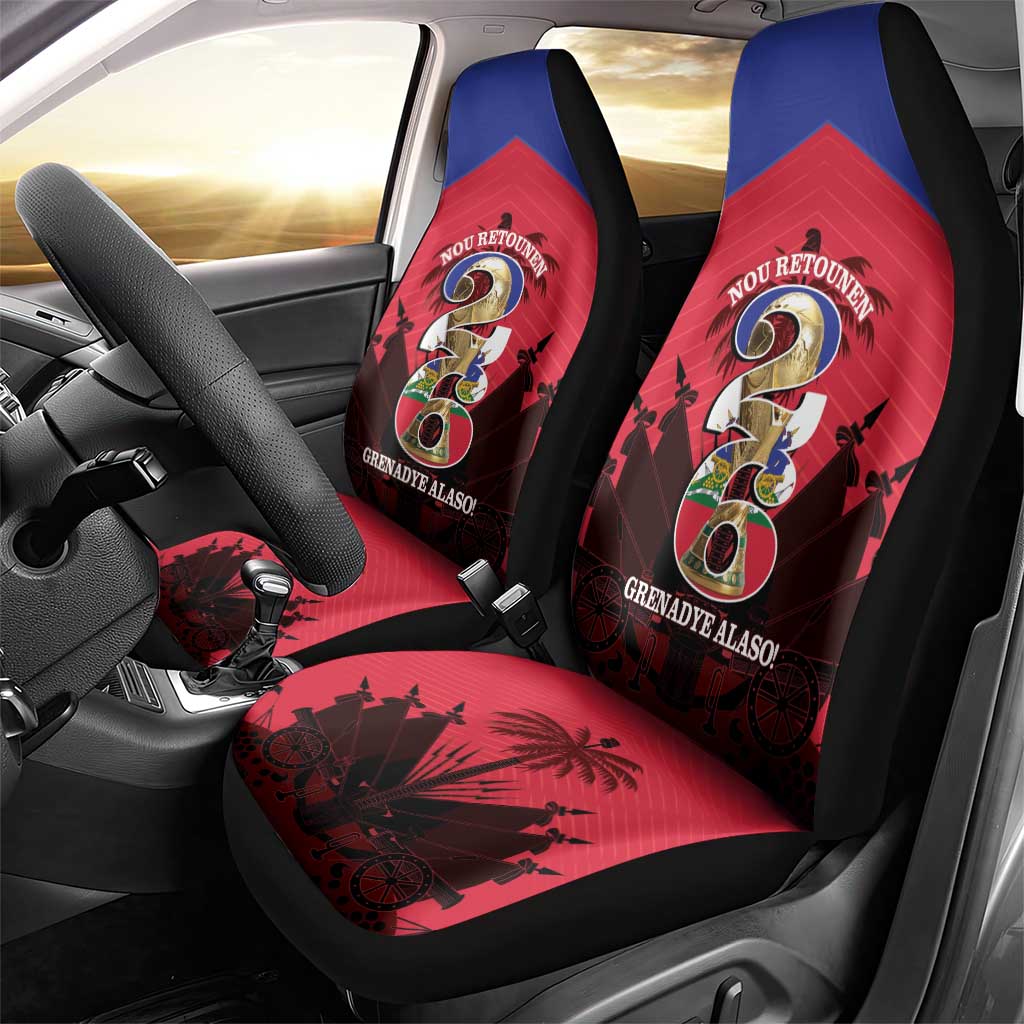 Les Grenadiers Haiti Football Car Seat Cover 2026 Nou Retounen Red Version - African Pride
