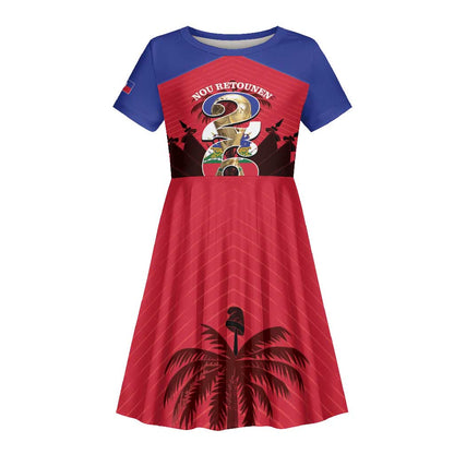 Personalized Les Grenadiers Haiti Football Kid Short Sleeve Dress 2026 Nou Retounen Red Version LT14