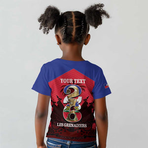 Personalized Les Grenadiers Haiti Football Kid T shirt 2026 Nou Retounen Red Version LT14