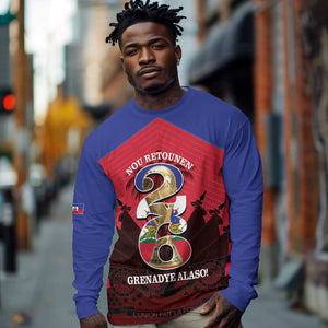 Personalized Les Grenadiers Haiti Football Long Sleeve Shirt 2026 Nou Retounen Red Version - African Pride
