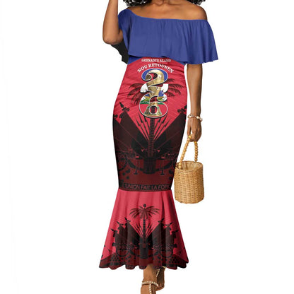Personalized Les Grenadiers Haiti Football Mermaid Dress 2026 Nou Retounen Red Version LT14