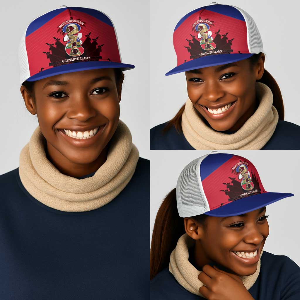Les Grenadiers Haiti Football Mesh Trucker Cap 2026 Nou Retounen Red Version - African Pride