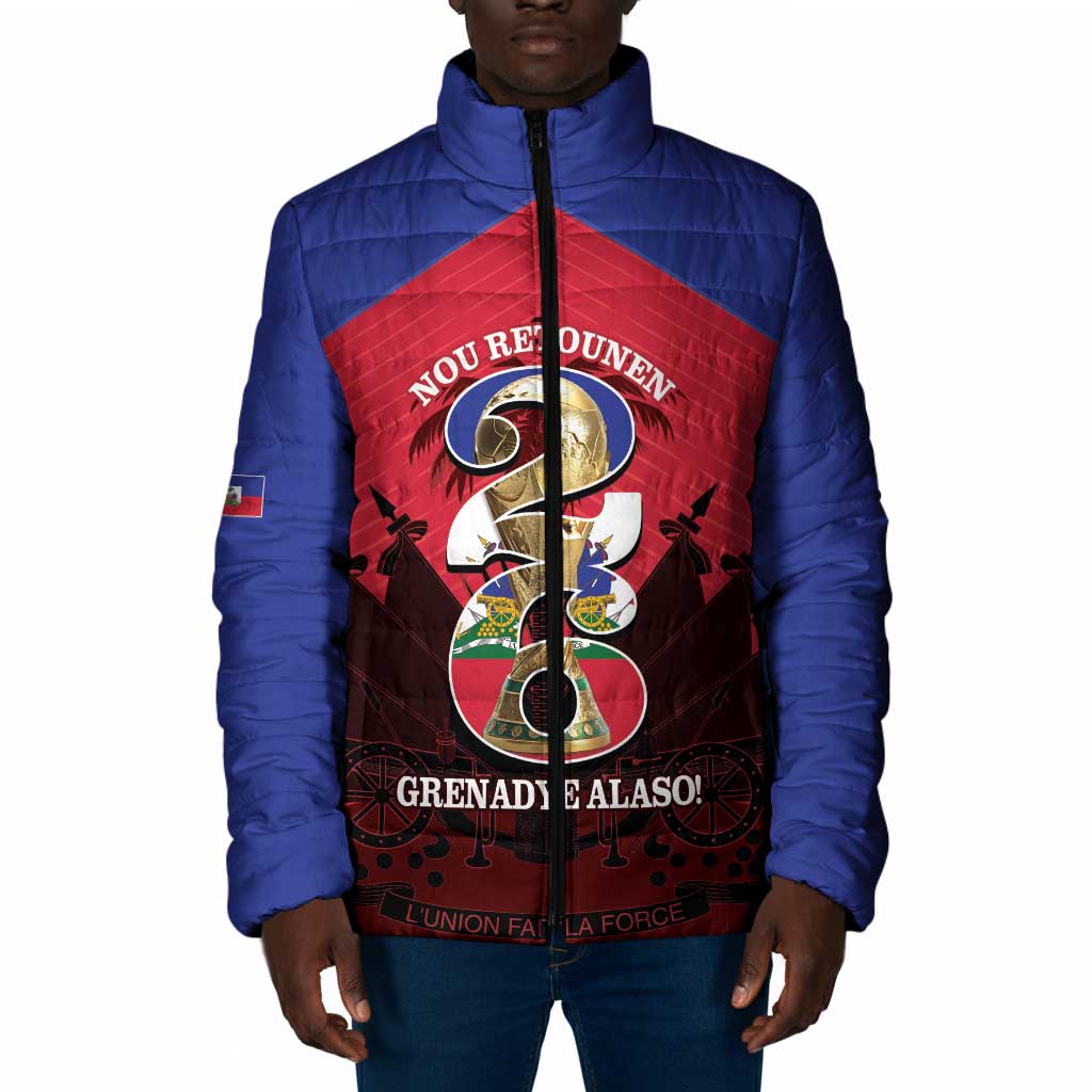 Personalized Les Grenadiers Haiti Football Padded Jacket 2026 Nou Retounen Red Version