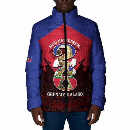 Personalized Les Grenadiers Haiti Football Padded Jacket 2026 Nou Retounen Red Version