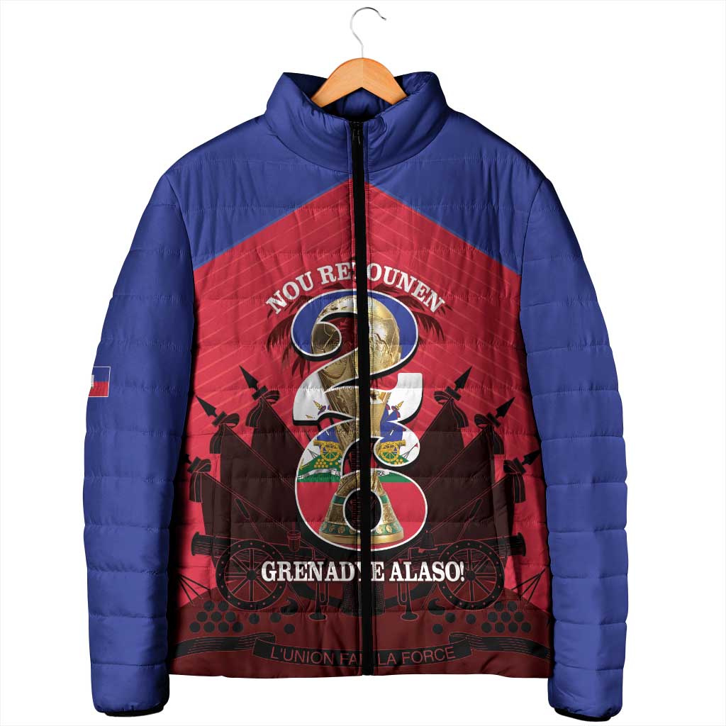 Personalized Les Grenadiers Haiti Football Padded Jacket 2026 Nou Retounen Red Version