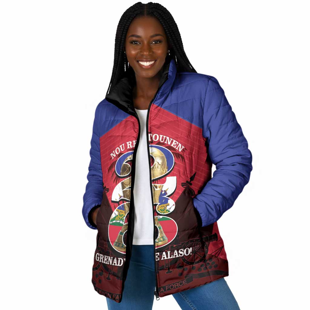 Personalized Les Grenadiers Haiti Football Padded Jacket 2026 Nou Retounen Red Version
