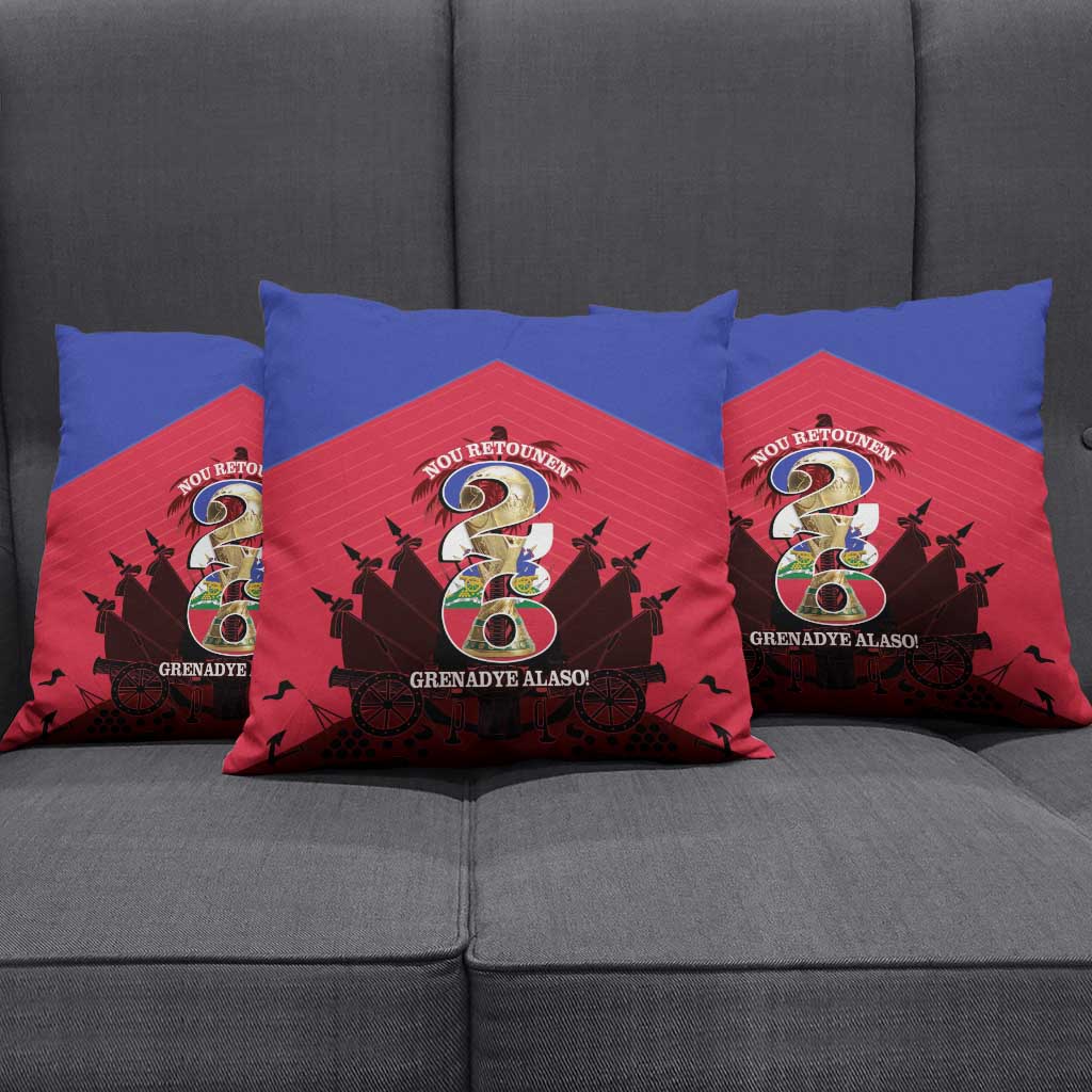 Les Grenadiers Haiti Football Pillow Cover 2026 Nou Retounen Red Version