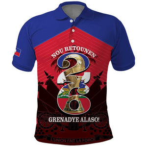 Personalized Les Grenadiers Haiti Football Polo Shirt 2026 Nou Retounen Red Version LT14