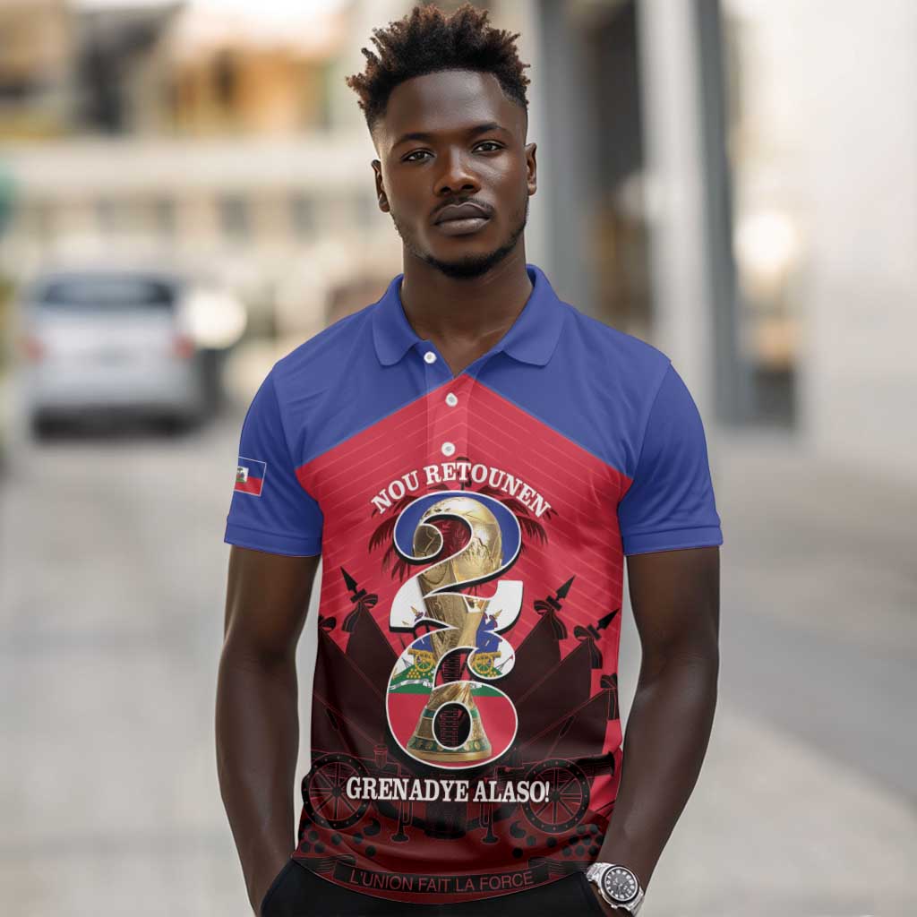 Personalized Les Grenadiers Haiti Football Polo Shirt 2026 Nou Retounen Red Version LT14