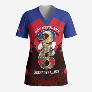 Personalized Les Grenadiers Haiti Football Scrub Top 2026 Nou Retounen Red Version - African Pride