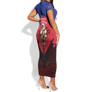 Personalized Les Grenadiers Haiti Football Short Sleeve Bodycon Dress 2026 Nou Retounen Red Version LT14