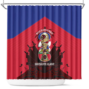 Les Grenadiers Haiti Football Shower Curtain 2026 Nou Retounen Red Version - African Pride