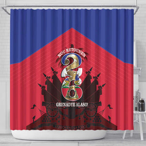 Les Grenadiers Haiti Football Shower Curtain 2026 Nou Retounen Red Version - African Pride