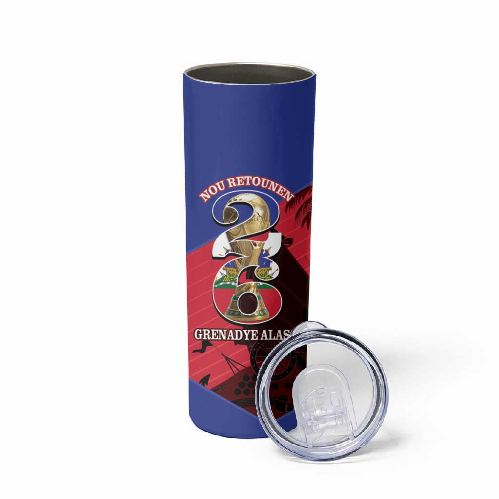 Personalized Les Grenadiers Haiti Football Skinny Tumbler 2026 Nou Retounen Red Version - African Pride