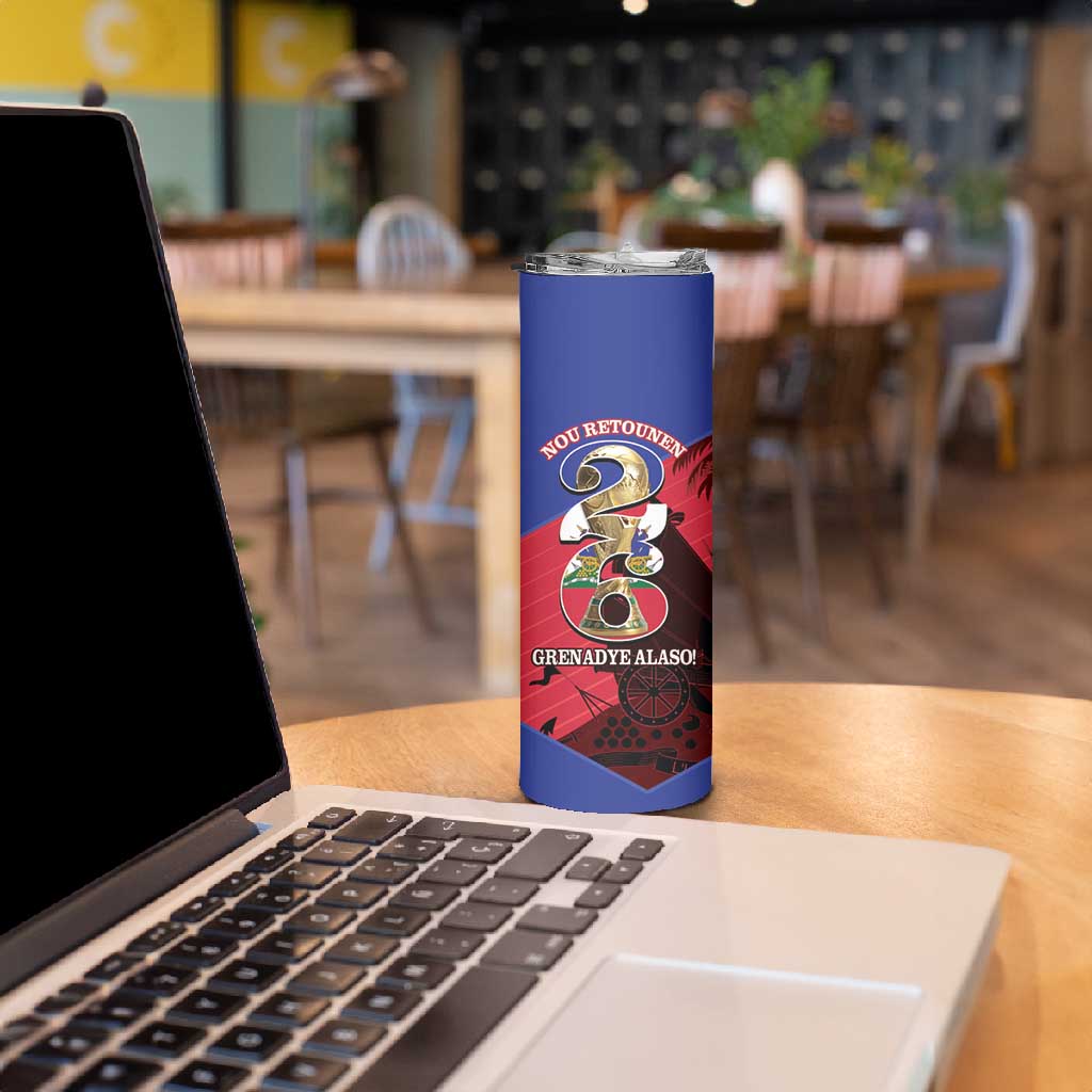 Personalized Les Grenadiers Haiti Football Skinny Tumbler 2026 Nou Retounen Red Version - African Pride