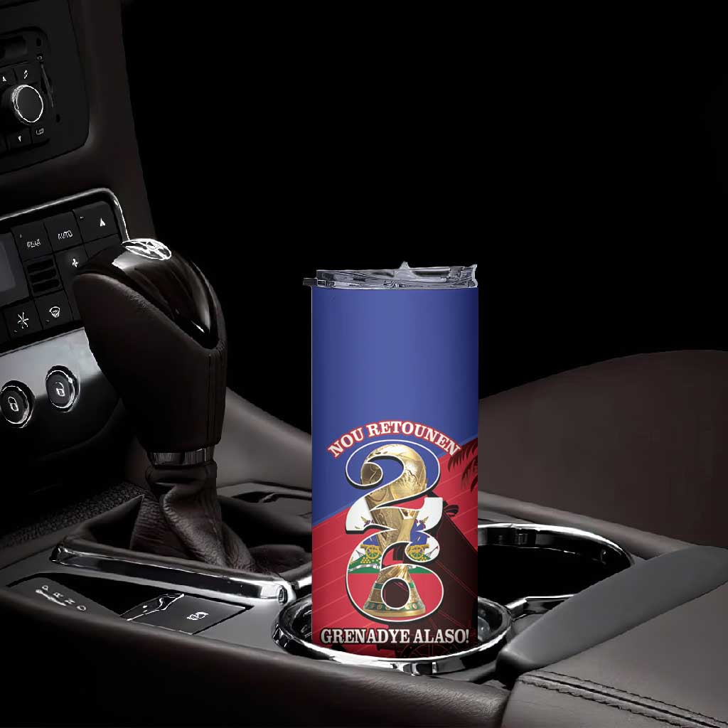 Personalized Les Grenadiers Haiti Football Skinny Tumbler 2026 Nou Retounen Red Version - African Pride
