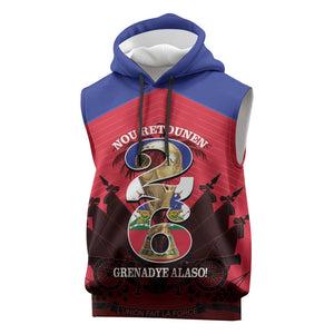 Personalized Les Grenadiers Haiti Football Sleeveless Hoodie 2026 Nou Retounen Red Version - African Pride