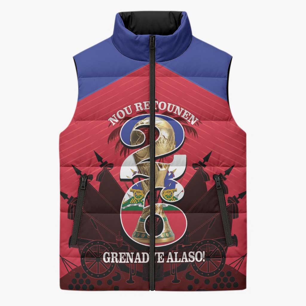 Personalized Les Grenadiers Haiti Football Sleeveless Puffer Jacket 2026 Nou Retounen Red Version