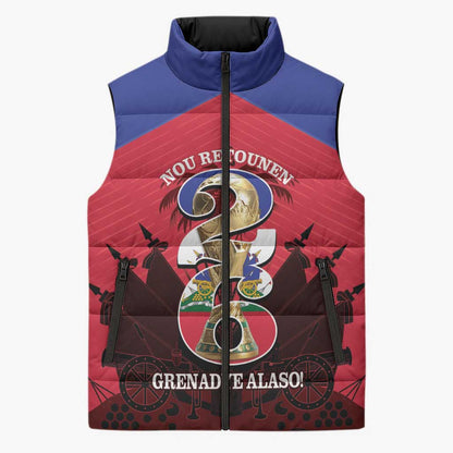 Personalized Les Grenadiers Haiti Football Sleeveless Puffer Jacket 2026 Nou Retounen Red Version