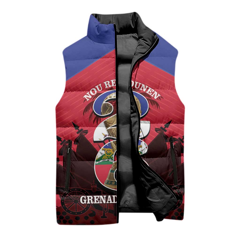 Personalized Les Grenadiers Haiti Football Sleeveless Puffer Jacket 2026 Nou Retounen Red Version