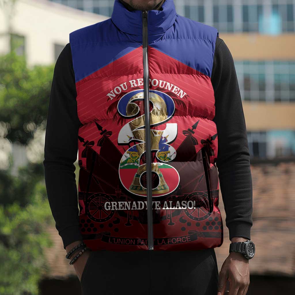 Personalized Les Grenadiers Haiti Football Sleeveless Puffer Jacket 2026 Nou Retounen Red Version