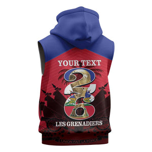 Personalized Les Grenadiers Haiti Football Sleeveless Zip Hoodie 2026 Nou Retounen Red Version - African Pride