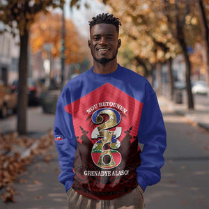 Personalized Les Grenadiers Haiti Football Sweatshirt 2026 Nou Retounen Red Version - African Pride
