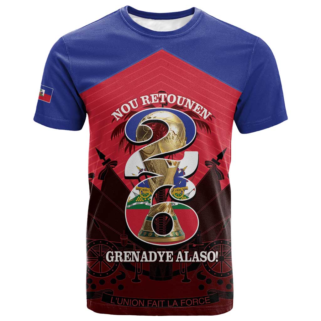 Personalized Les Grenadiers Haiti Football T shirt 2026 Nou Retounen Red Version LT14