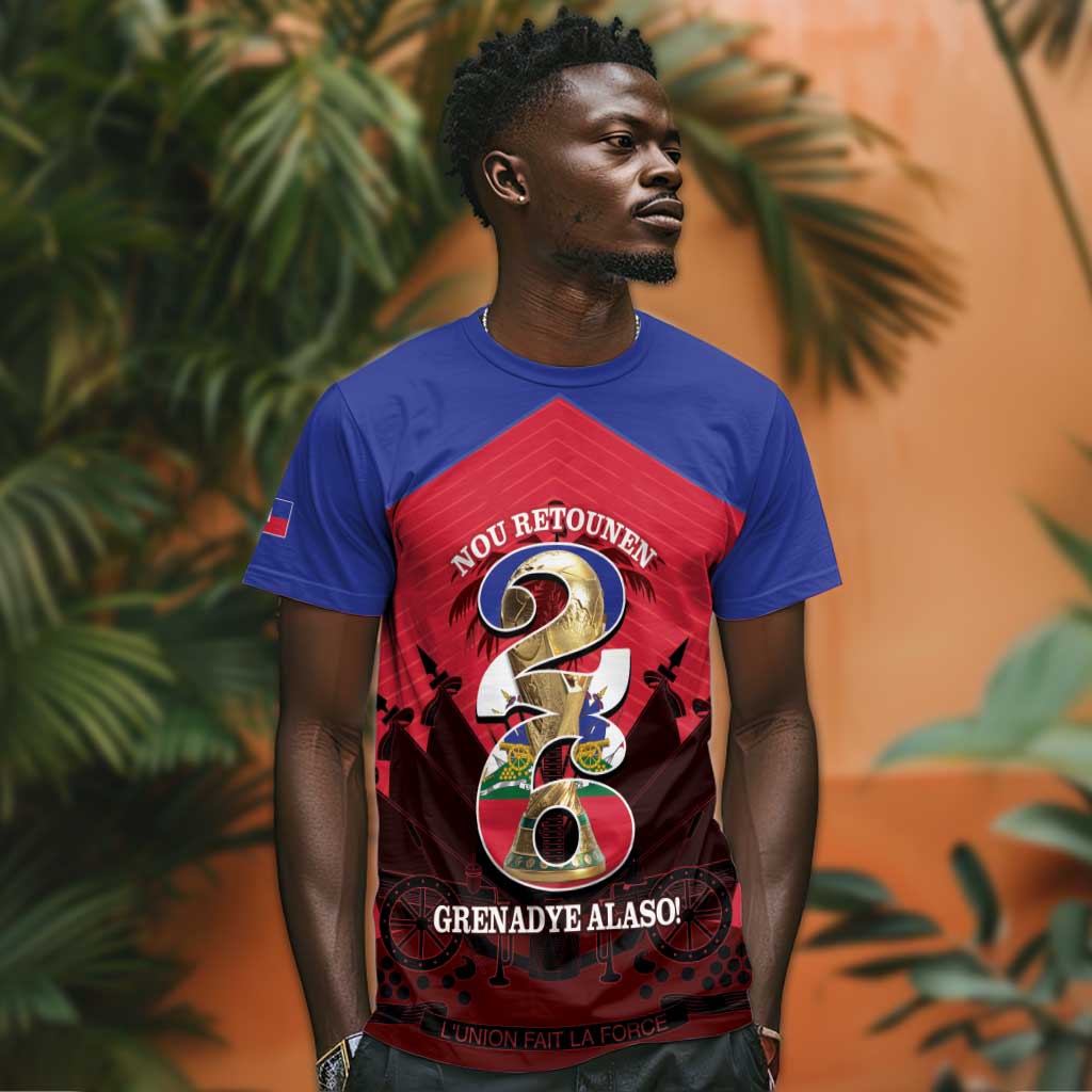 Personalized Les Grenadiers Haiti Football T shirt 2026 Nou Retounen Red Version LT14