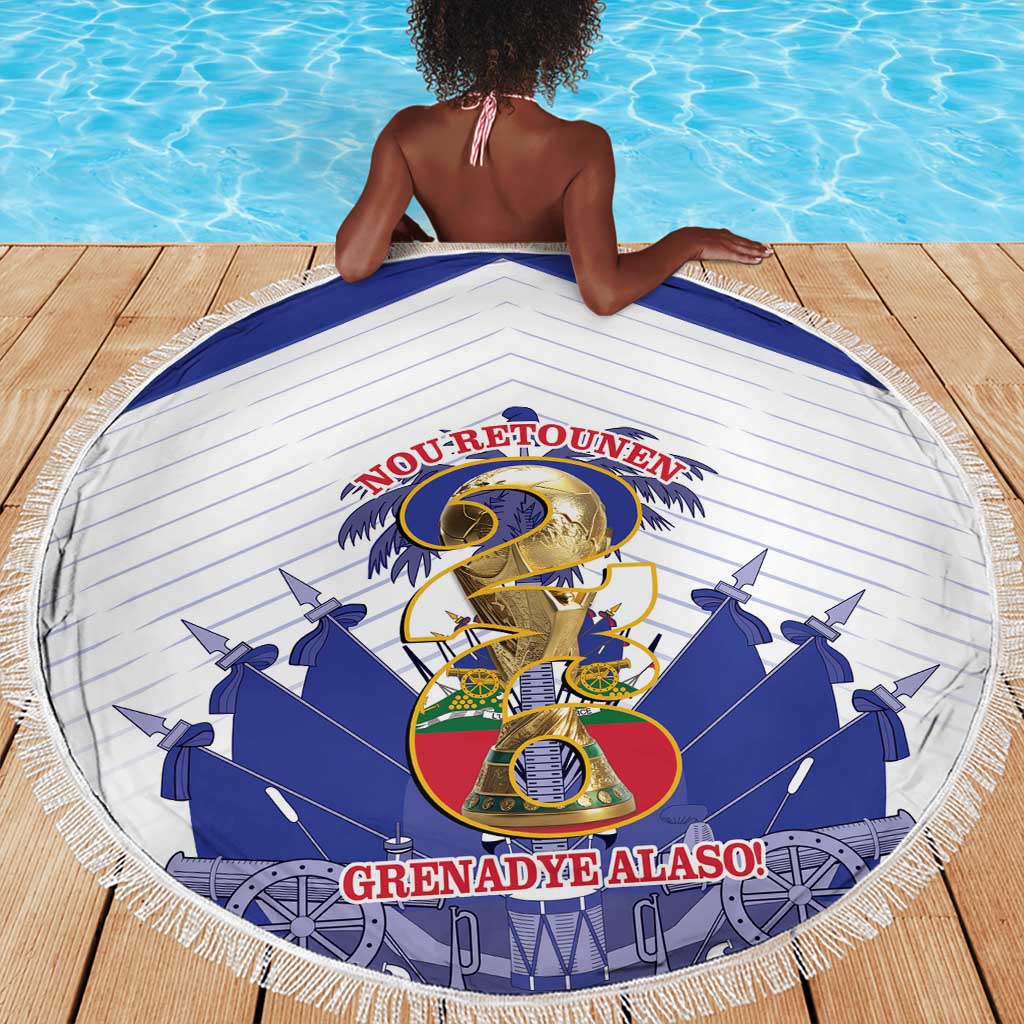 Les Grenadiers Haiti Football Beach Blanket 2026 Nou Retounen White Version - African Pride