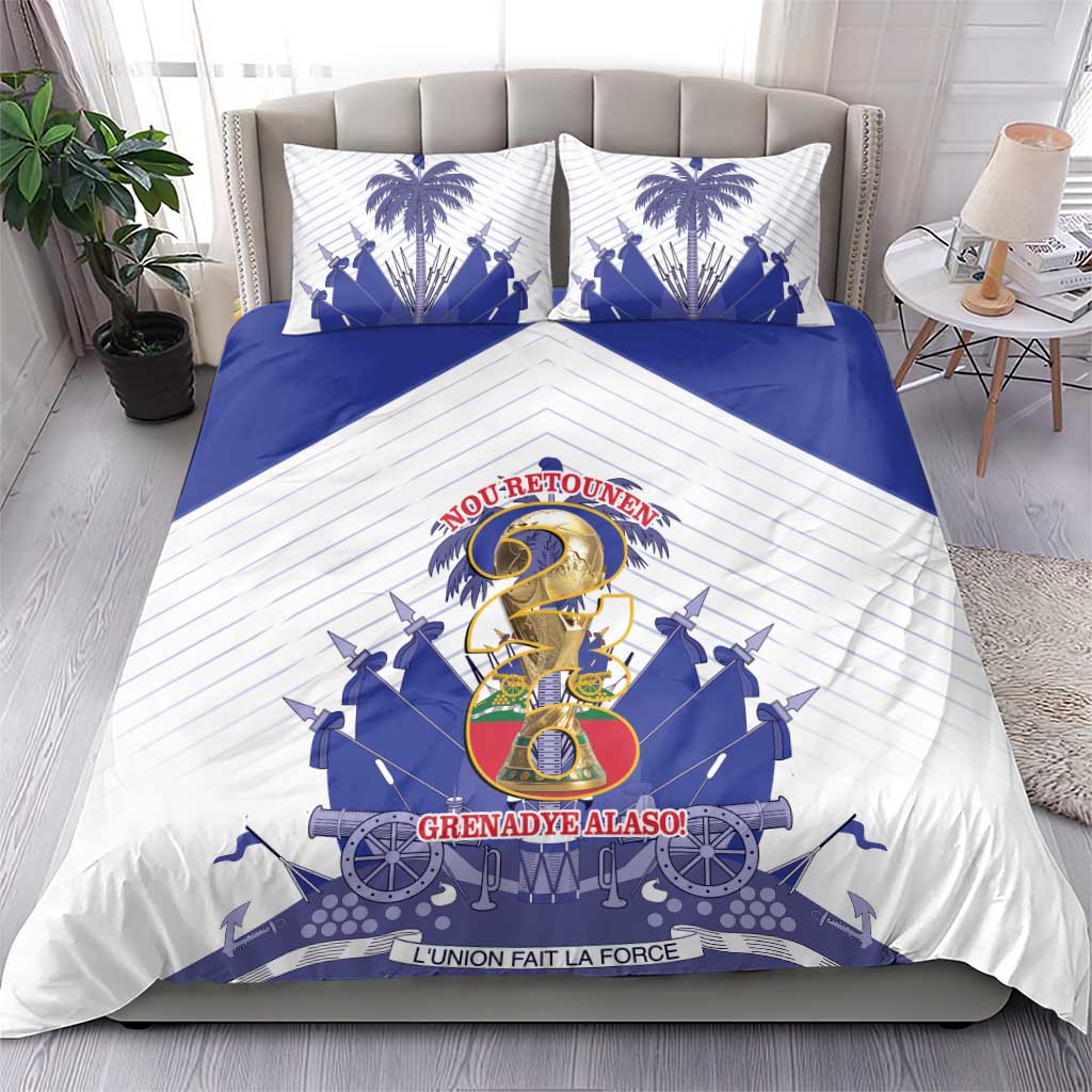 Les Grenadiers Haiti Football Bedding Set 2026 Nou Retounen White Version - African Pride