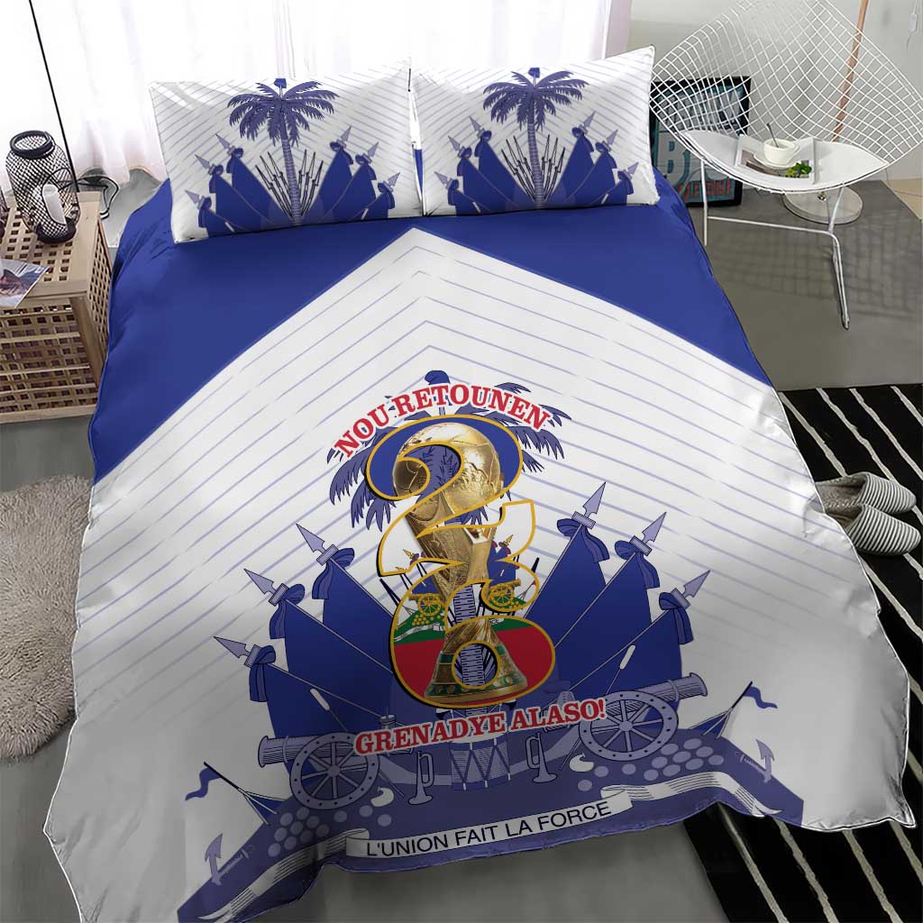 Les Grenadiers Haiti Football Bedding Set 2026 Nou Retounen White Version - African Pride